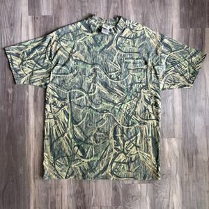 Vintage Mossy Oak Real Tree Camouflage T-Shirt Men's Size XL Green Multicolor